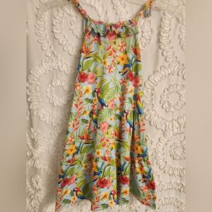 Tommy Bahama Dress Girls Size 7 tiered, tie strap Summer Parrot Tropical beach